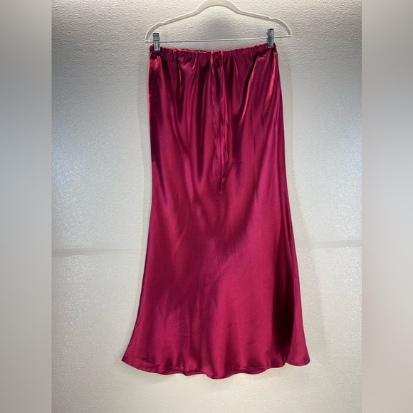 Satin Maxi Skirt for Women High Waist Drawstring Fishtail Casual Solid Long Wrap - Picture 6 of 17